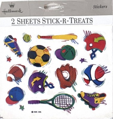 Vintage Package Of 2 Hallmark Sticker Sheets Stick-r-treats Sports Equipment 