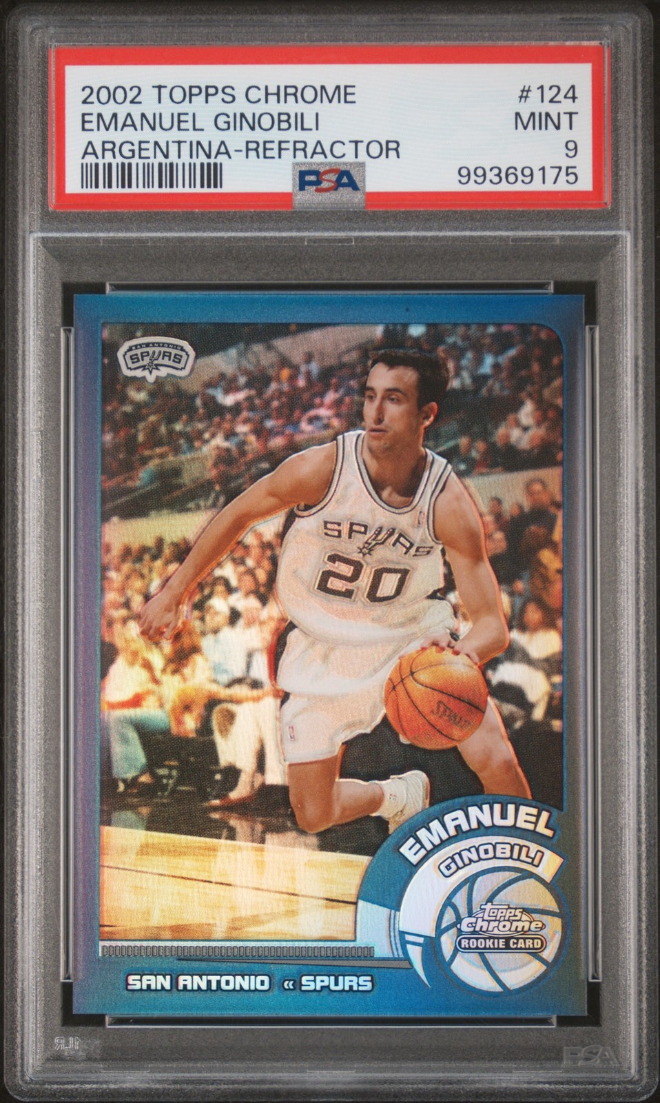 2002 TOPPS CHROME ARGENTINA-REFRACTOR #124 EMANUEL GINOBILI PSA 9