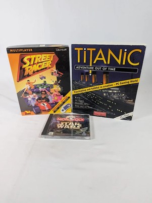 Konvolut 3 PC Retro Videospiele - Titanic, Speed Racer & Star Wars Monopoly
