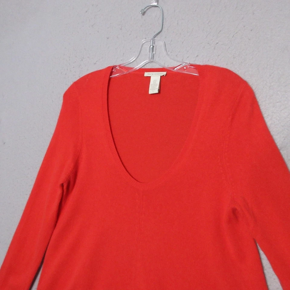 Suéter túnica blanca Warren grande naranja cachemir seda Lagenlook cuello redondo suave Foto 3 de 4