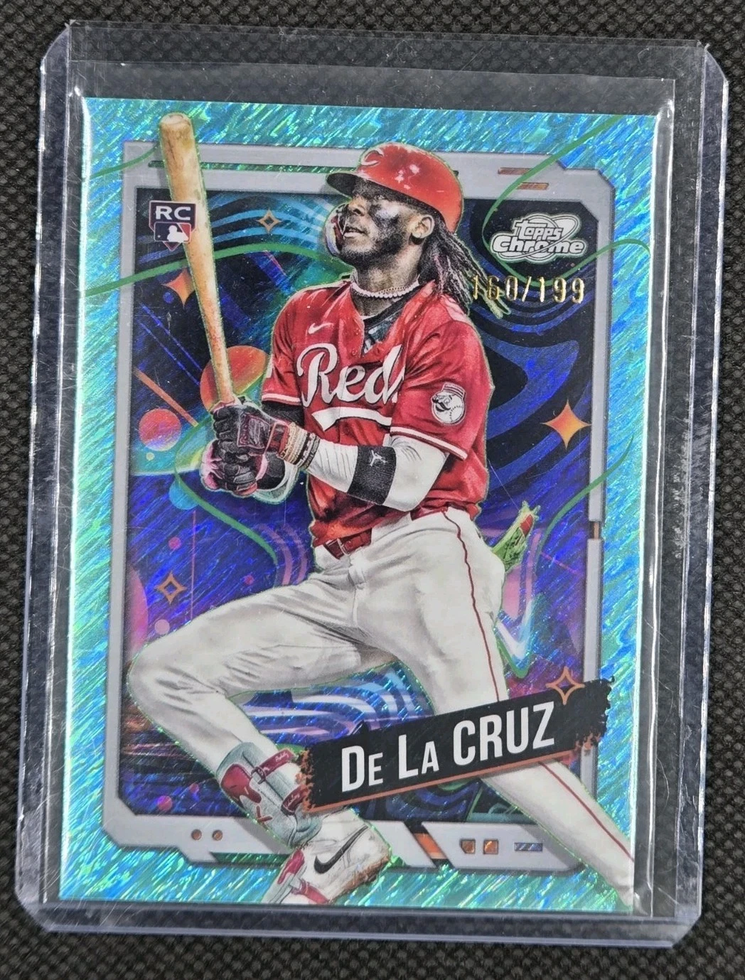 2024 ELLY DE LA CRUZ #44 Rookie Topps Chrome Cosmic AQUA EQUINOX REFRACTOR /199