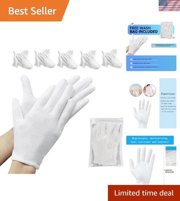 Versatile White Cotton Gloves for Moisturizing and Delicate Handling - 10 Pcs