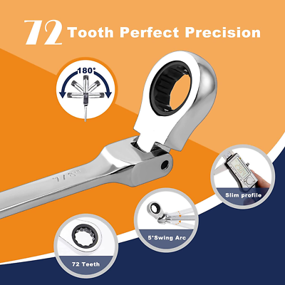 Qnkaa 12Pcs Flexible Ratchet Wrenches Set SAE 1/4” to 7/8“ Inch