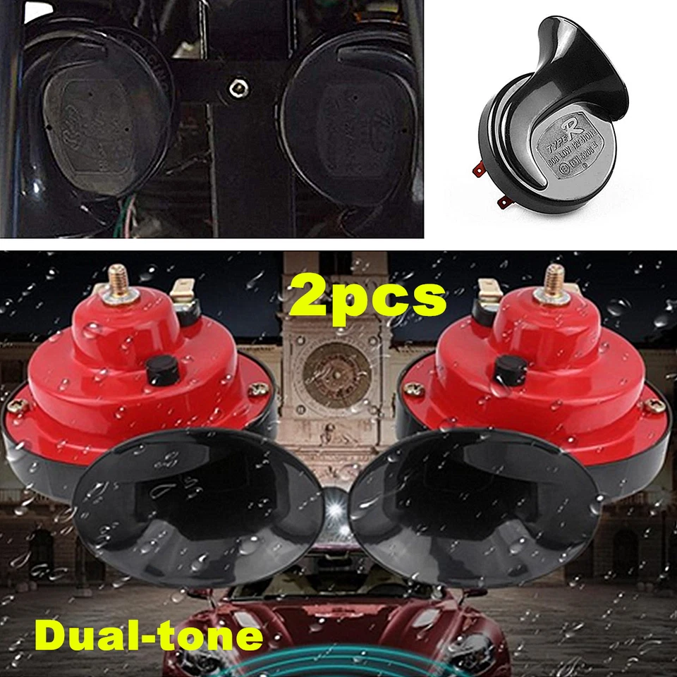 2 peças 12V caminhão carro alto 105DB caracol duplo tom buzina de ar elétrica acessório automático - Imagem 2 de 4