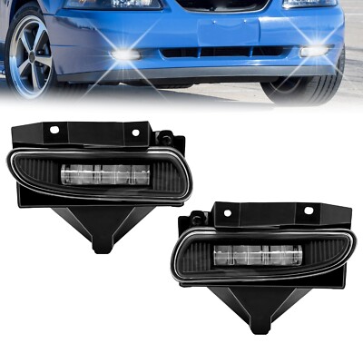5LED Fog Lights Front Bumper Lamps Clear Lens For 1999-2004 Ford Mustang