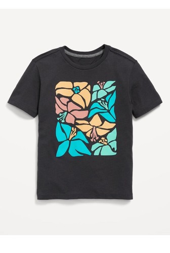 Old Navy Boys Gray Floral Tropical Short-Sleeve Graphic T-Shirt - Picture 8 of 14
