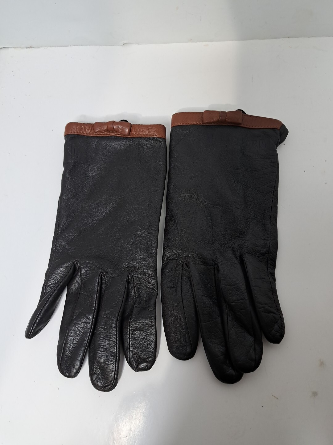 Lauren Ralph Lauren Lined Leather Driving Gloves Blac… Gem
