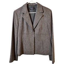 Evan Picone Women  s Size 12 Gray Notch Lapel Stretch Blazer CAREER