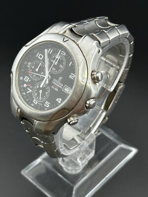 Working Vintage Festina Chronograph Alarm 6599 Date Silver Tone