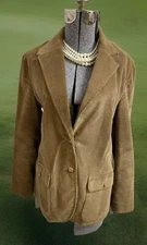 The Villager Blazer Size L Corduroy Jacket Leather Buttons Elbow Patches VINTAGE