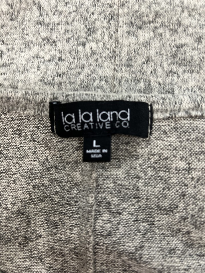 La La Land Creative CO Women's Large Oatmeal Marled VNeck Crop Sweater