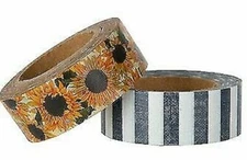 2 Rolls Sunflower & Navy Stripe Washi Tape Decorative Planner Papercraft