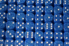 Water Speckled 16mm D6 RPG Chessex Dice 10 Dice Water Dark Blue and White