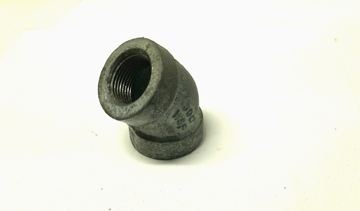 1" 300 Female NPT 45° Elbow Galvanized Malleable Iron Pipe Fitting MI020651GMI
