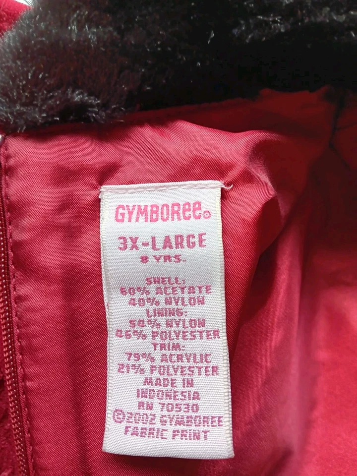 Gymboree Girls Red Crushed Velvet Dress with Faux-Fur Peter Pan Collar 3XL  8yrs - Image 3 of 4