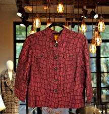 Women's Petite Jacket Ruby Rd. Buttons Pockets Lightweight Textured Size 14P