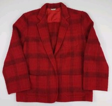Vintage 90s Liz Claiborne Plaid Wool Blazer Jacket Coat Rare USA Union Made Red