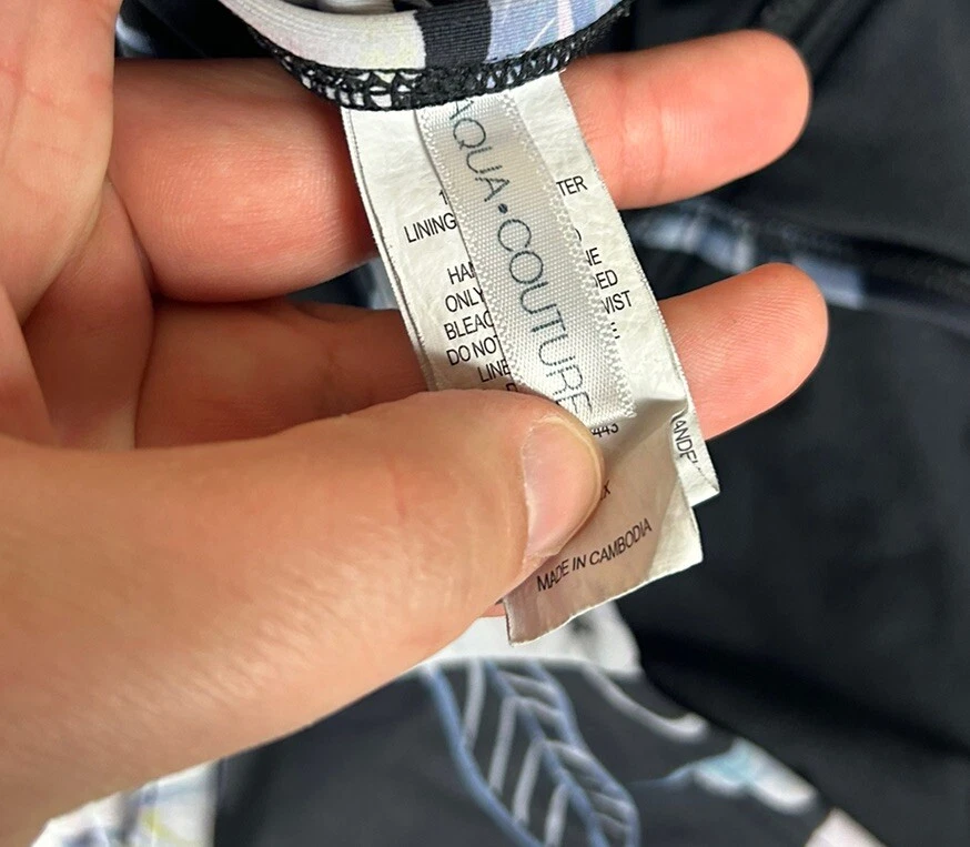 Vestido traje de baño Aqua Couture para mujer negro gris floral de una pieza 1X 158443 Foto 3 de 4