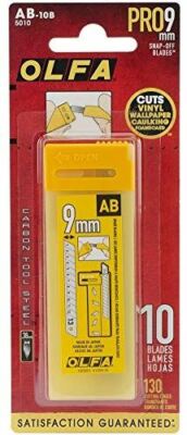AB-10B OLFA Precision Silver Snap-Off Blade for Utility Knife 9mm, 2 Packs of 10