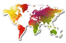 World Map Watercolor Car Laptop Phone Vinyl Sticker - SELECT SIZE