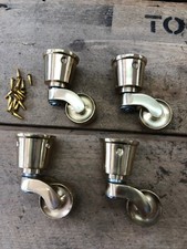 Polished Brass Vintage Castors Pack of 4 Look Cup Wheeled 30mm Wheel Furniture 