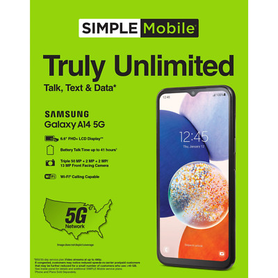 Samsung Galaxy A14 5G - 64 GB - Black (SIMPLE Mobile)