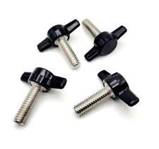 5/16" x 1" Thumb Screw T Bolts Black Butterfly Tee Wing Knob Stainless 4 Pack