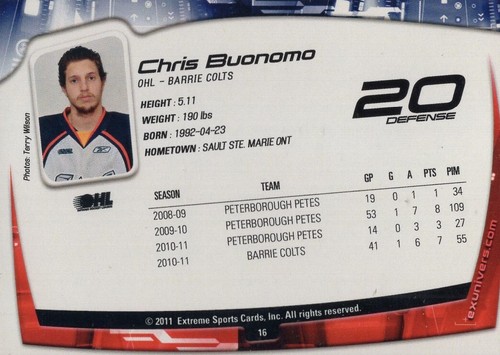 2011/12 Barrie Colts - CHRIS BUONOMO - Picture 2 of 2