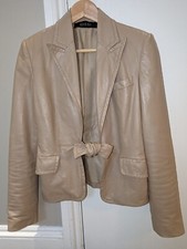 Gucci (by Tom Ford) Beige Jacket Blazer Real Leather Size It 42 Uk 8/10