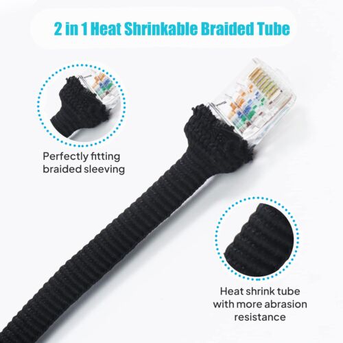 Black 2:1 Ratio Automotive Heat Shrink Braided Sleeving Tube Protect Cable/Wires - Picture 2 of 12