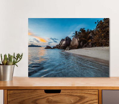 Beach with White Sand 5mm thick Plastic Poster Ready to Hang 60x45cm