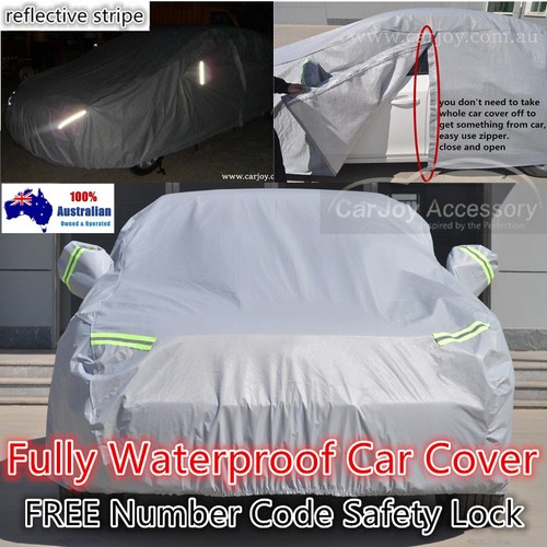 Double Thick Anti Scratch Waterproof Zip Entry Safety Lock Car Cover Large SUV - Foto 2 di 11