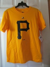 NWT YOUTH MAJESTIC PITTSBURGH PIRATES T-SHIRT size M 10-12, Logo Graphic