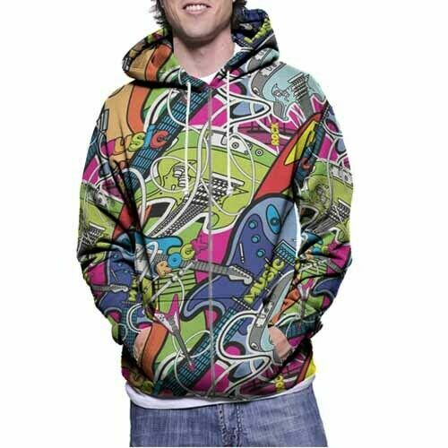 Hoodie I Love Music Fullprint Polyester New Zipper Hoodie-image