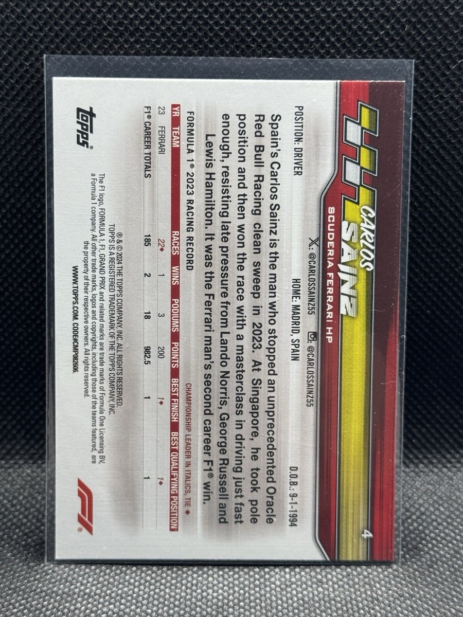 2024 Topps Paddock Pass Formula F1 Carlos Sainz #4
