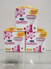 (3) Schick Quattro for Women Refill Razor Blade Cartridges, Total 24 Counts New