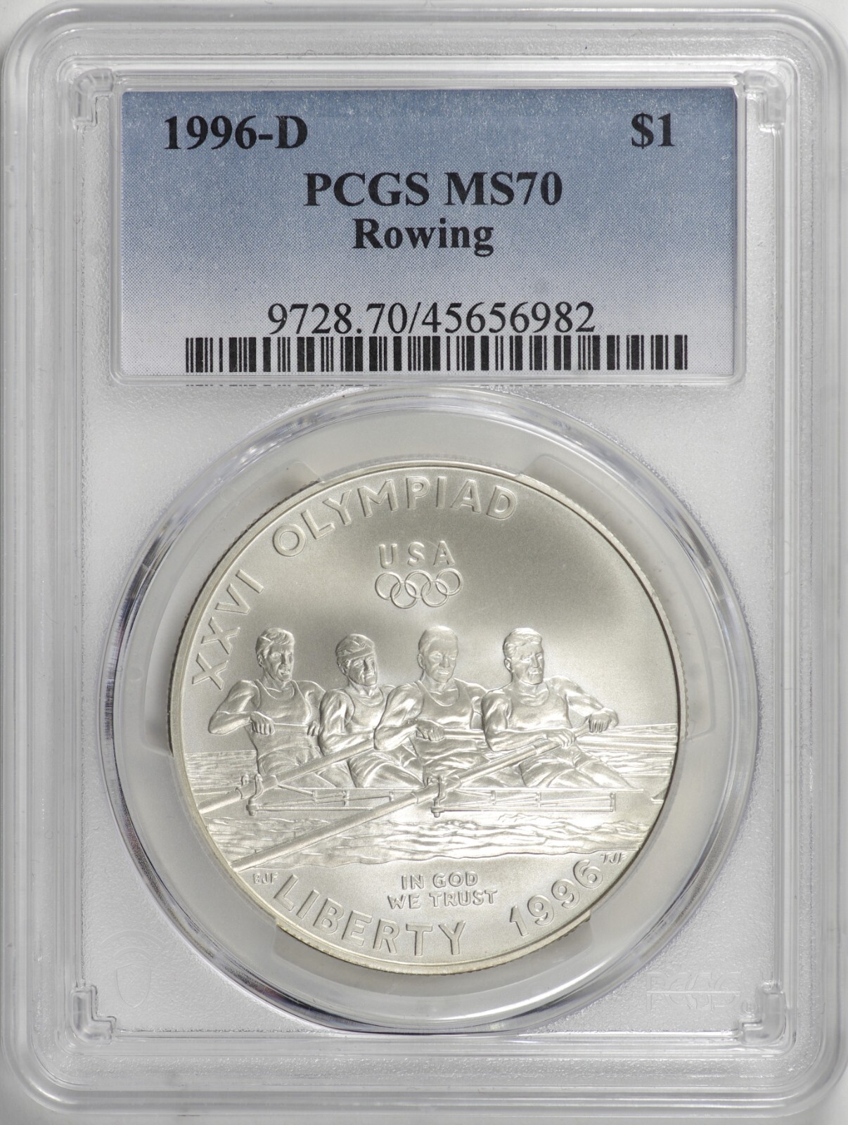 1996-D Atlanta Olympics Rowing Silver Dollar $1 PCGS MS70 BN982
