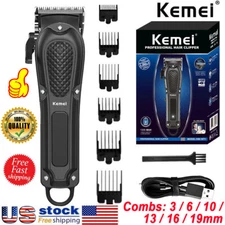 US Kemei Professional Hair Clippers Trimmer Kit Men Cutting Machine Barber Salon