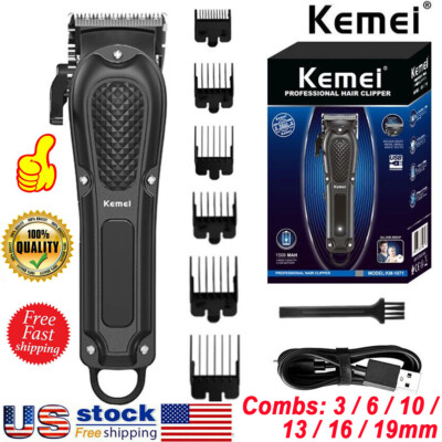 US Kemei Professional Hair Clippers Trimmer Kit Men Cutting Machine Barber Salon