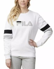 NEW FILA Woman  s Heritage Crewneck Sweatshirt Top Shirt White sz XS