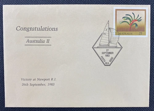 1983 Congratulations Australia II America's Cup PSE Cover Pictorial Postmark