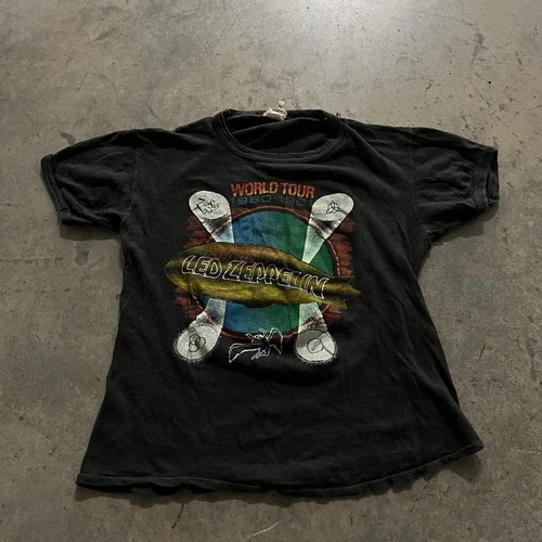 -Led Zeppelin World Tour Concert Shirt Sz S 1980s vintage concert t-shirt, vintage, size S, single stitch, B+ condition