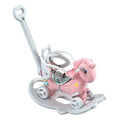 Rocking Horse for Toddlers,Balance Bike Ride On Toys w/Push Handle,Backrest and