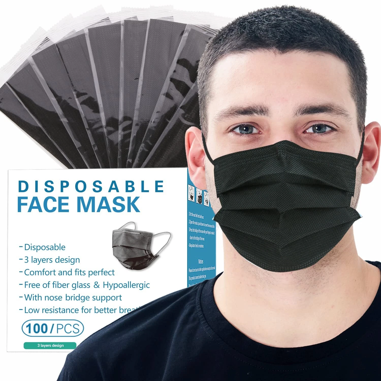 Individually Wrapped Masks 100 Pack Disposable,Face Mask Protection for Adult...