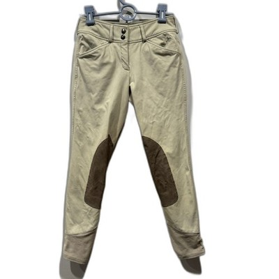 R.J. Classics Breeches Knee Patch Equestrian Riding Pants Beige Suede Women 24