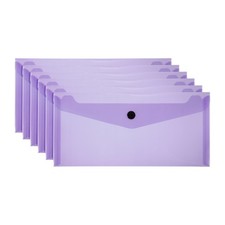 6 Pack A6 Plastic Expanding File Folders with Snap Closure, Purple