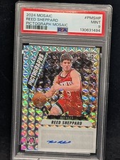 Reed Sheppard🔥 2024 Mosaic Rookie Autographs PSA 9 MINT Rockets RC Auto ROCKETS