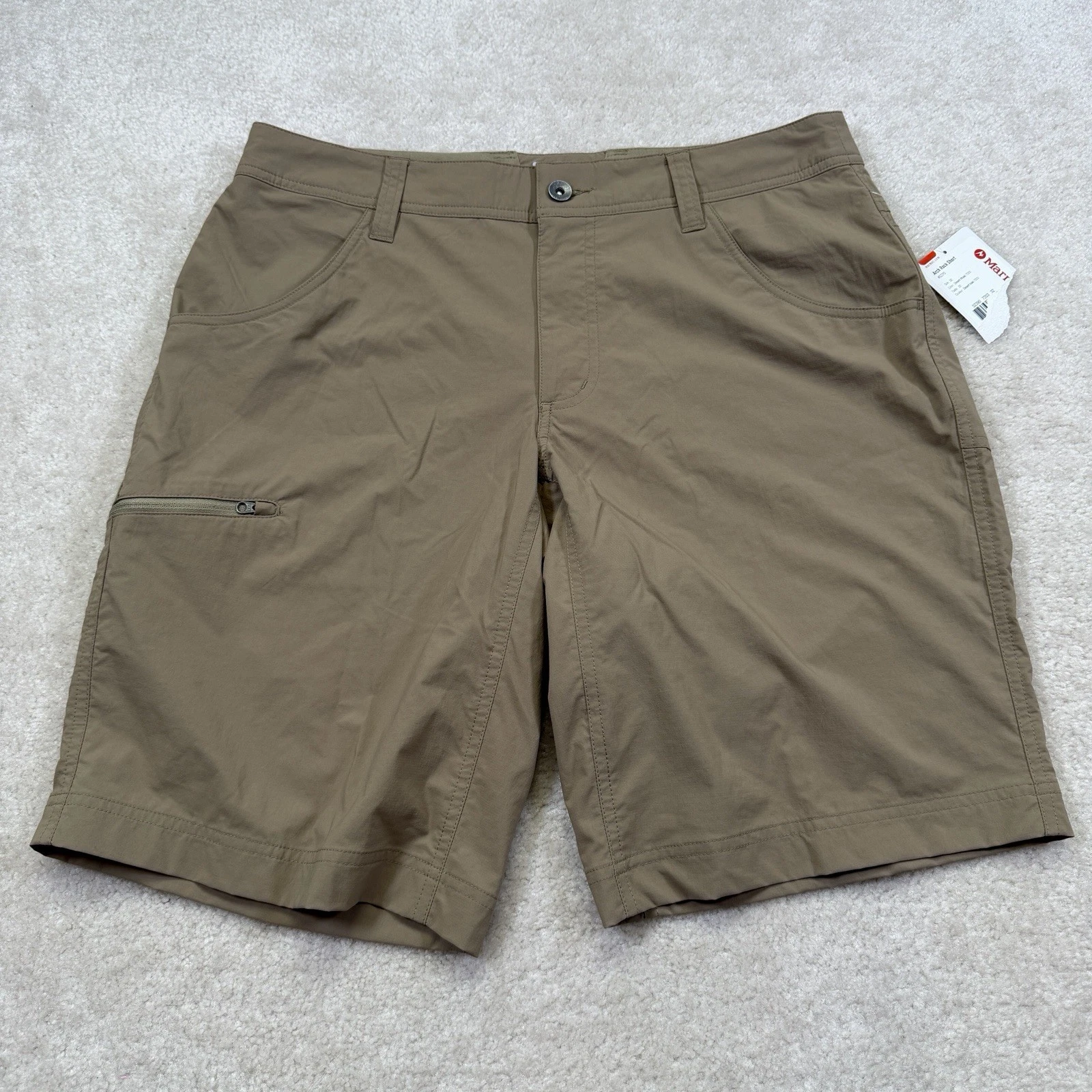 NWT Marmot Arch Rock Shorts Mens 32 Khaki Hiking Nylon Stretch Camp Gorpcore