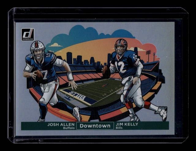 2024 Donruss Football Jim Kelly Josh Allen #15 Horizontal Downtown SSP