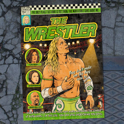 The Wrestler, Vintage Comic Kunstdruck - Randy the Ram, Rourke. Filmplakat A3